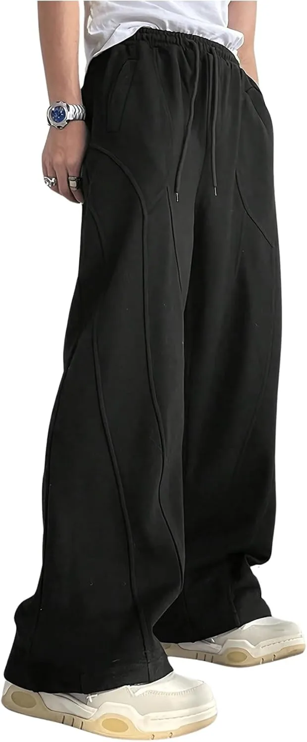 GORGLITTER Men's Flared Sweatpants Baggy Wide Leg Oversized Track Pants Trousers with Pockets