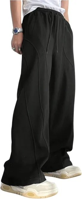 GORGLITTER Men's Flared Sweatpants Baggy Wide Leg Oversized Track Pants Trousers with Pockets