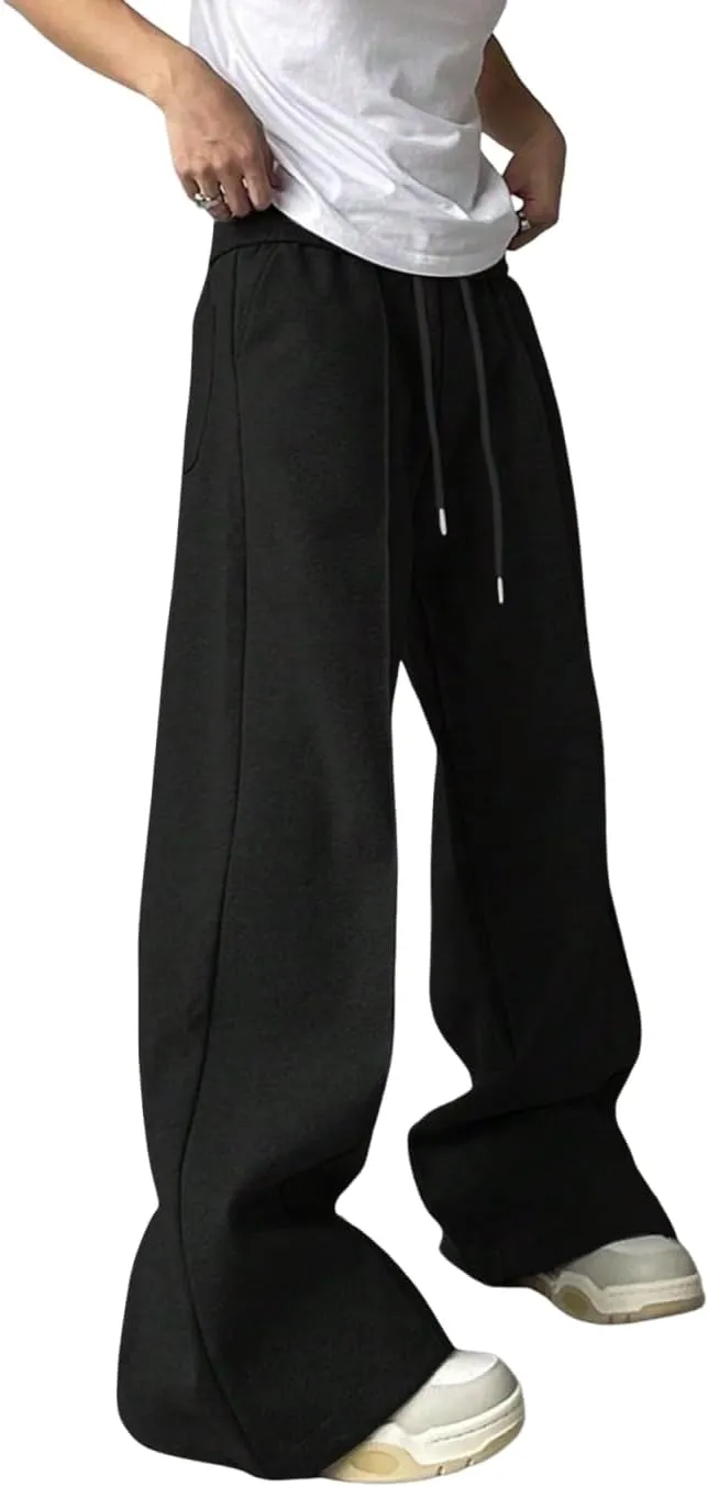 GORGLITTER Men's Flared Sweatpants Baggy Wide Leg Oversized Track Pants Trousers with Pockets