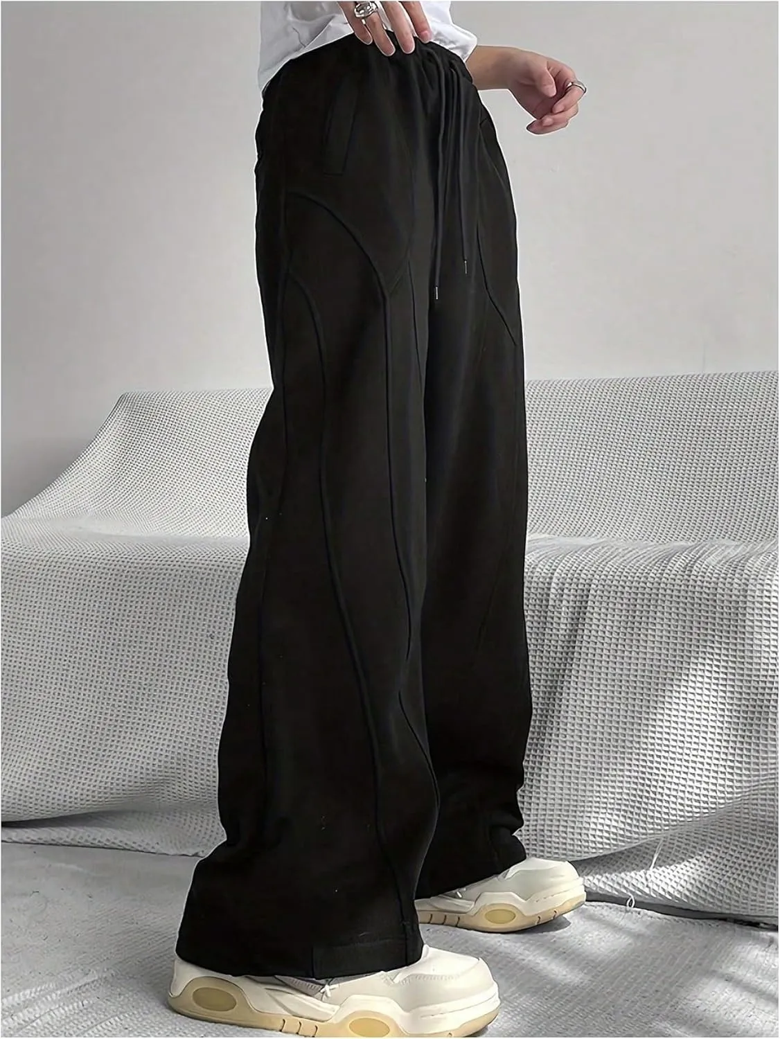 GORGLITTER Men's Flared Sweatpants Baggy Wide Leg Oversized Track Pants Trousers with Pockets