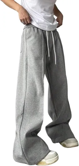 GORGLITTER Men's Flared Sweatpants Baggy Wide Leg Oversized Track Pants Trousers with Pockets