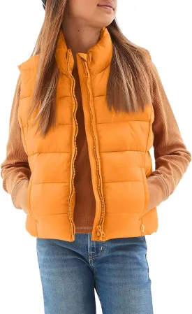 Haloumoning Girls Puffer Vest Kids Zip Up Padded Gilet Winter Quilted Jackets Fashion Outwear 5-14 Years
