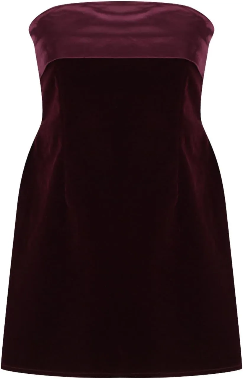 HGps8w Women Elegant Velvet Satin Tube Mini Dress Sexy Strapless Off Shoulder Slim Flare Y2k Short Party Homecomming Dress
