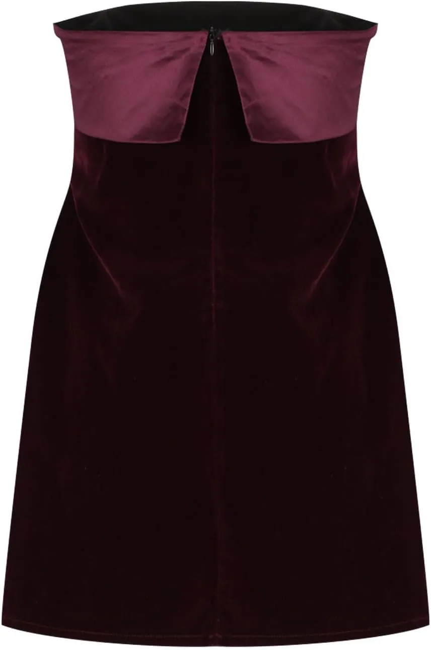 HGps8w Women Elegant Velvet Satin Tube Mini Dress Sexy Strapless Off Shoulder Slim Flare Y2k Short Party Homecomming Dress