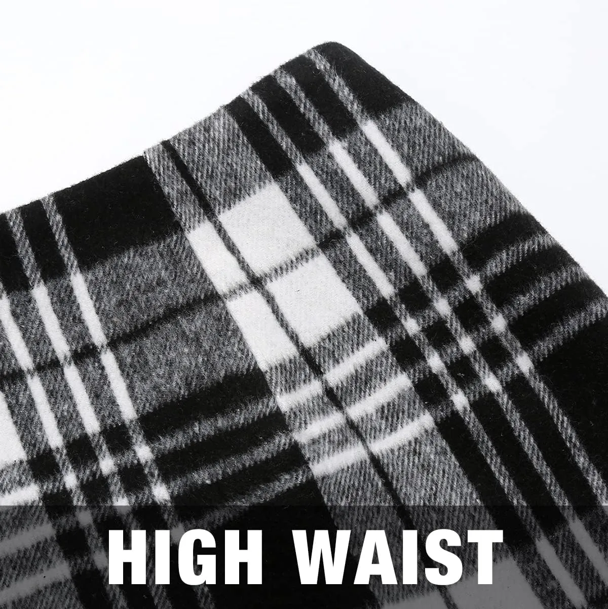 IDEALSANXUN Midi Plaid Skirts for Women Fall Winter Knee Length Pencil Wool Skirt with Slit