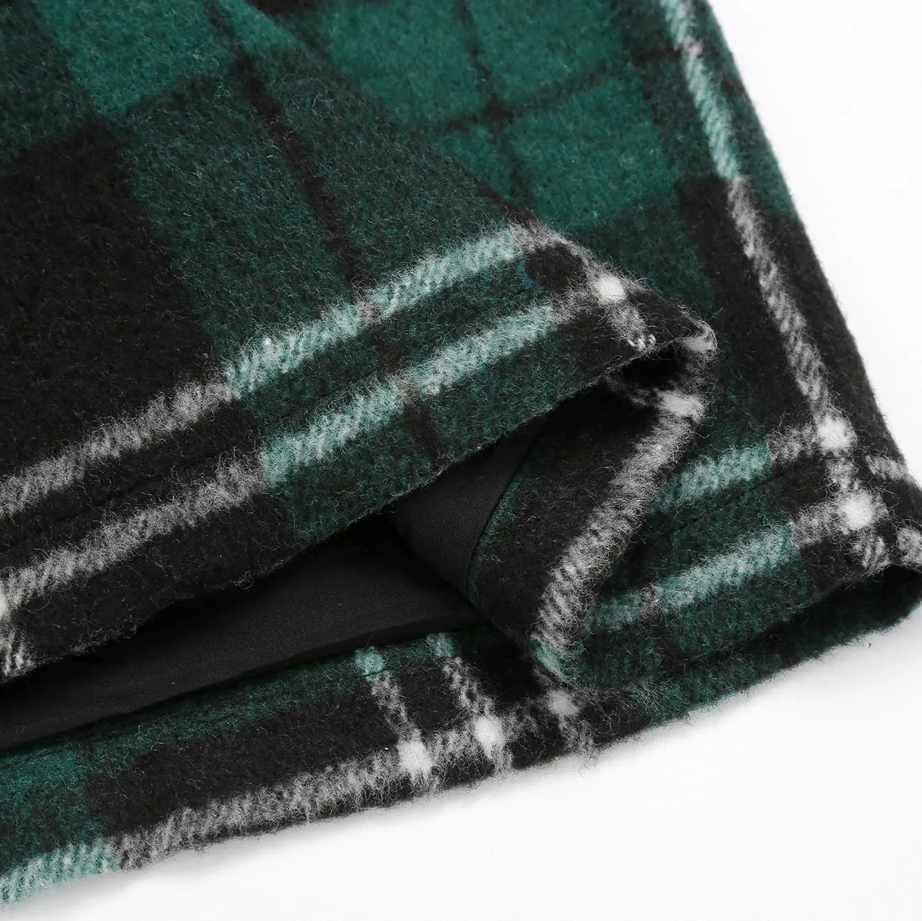 IDEALSANXUN Midi Plaid Skirts for Women Fall Winter Knee Length Pencil Wool Skirt with Slit