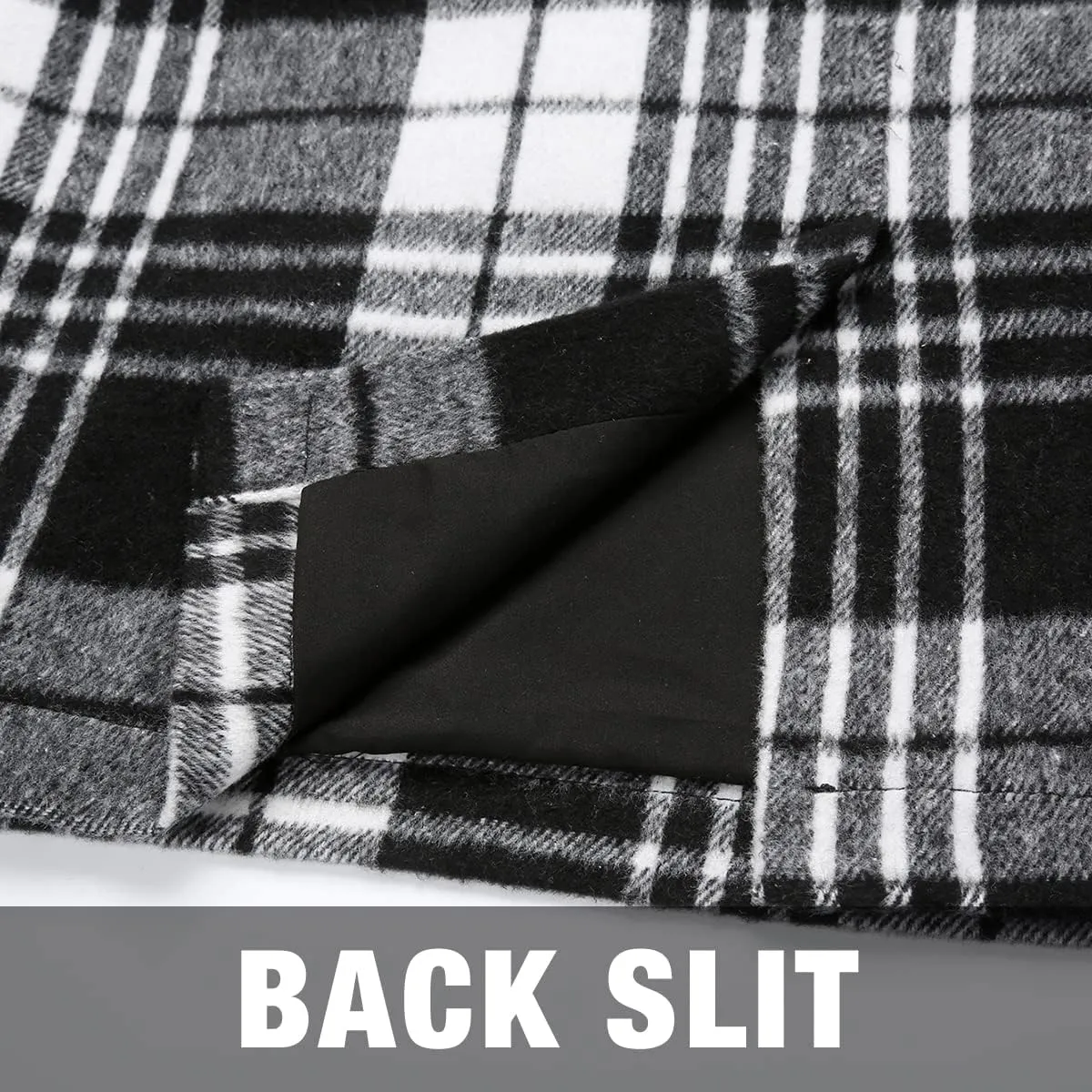 IDEALSANXUN Midi Plaid Skirts for Women Fall Winter Knee Length Pencil Wool Skirt with Slit