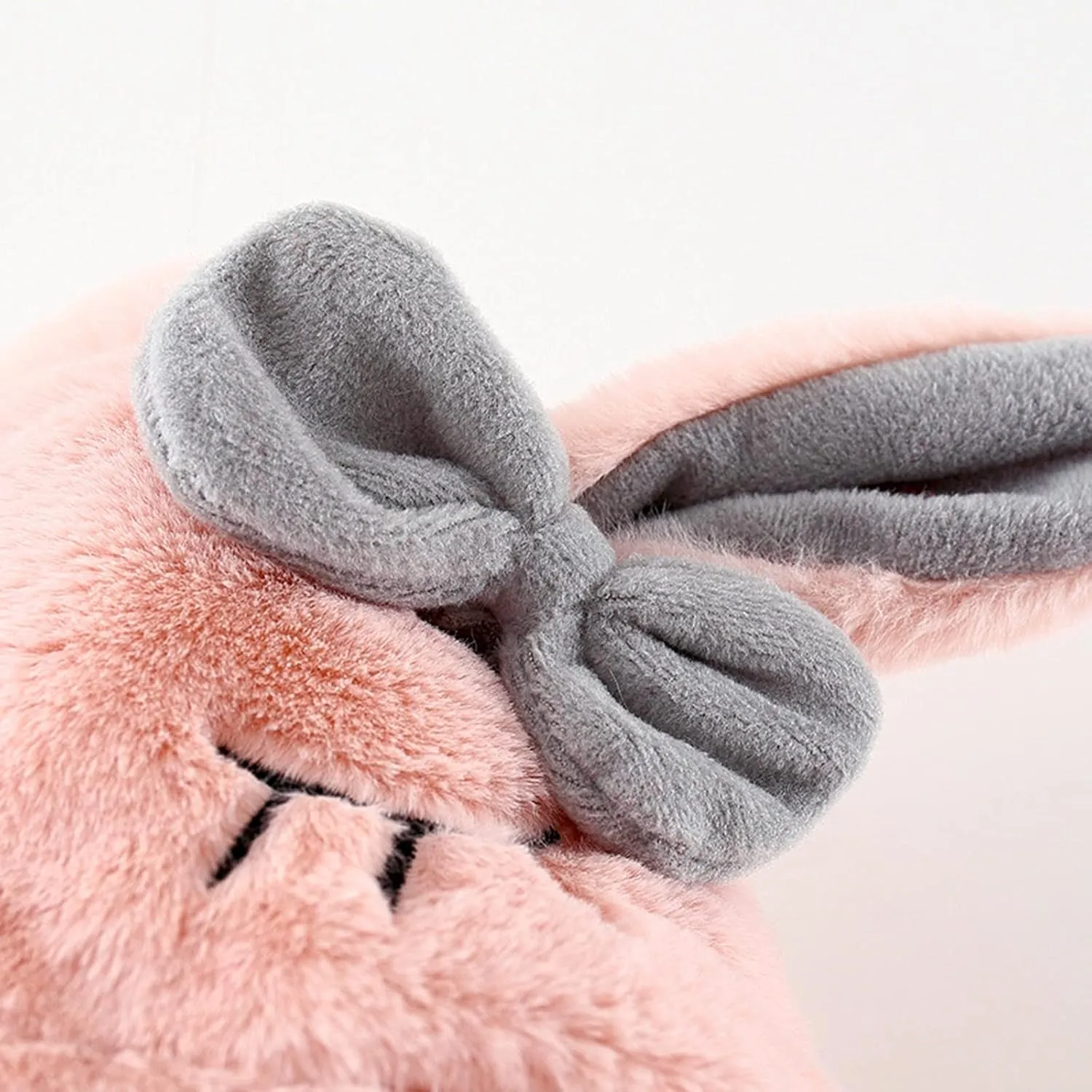 Infant Baby Girls Winter Coat Faux Fur Fleece Jacket Bunny Ear Hooded Coat with Bag Thick Button up Bubble Jacket