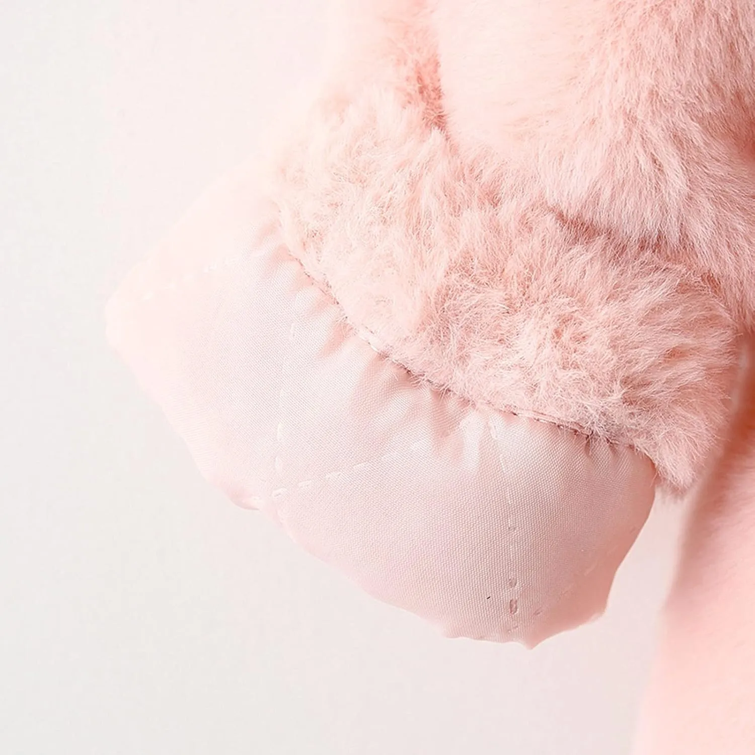 Infant Baby Girls Winter Coat Faux Fur Fleece Jacket Bunny Ear Hooded Coat with Bag Thick Button up Bubble Jacket