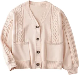 JASCLS Women's Long Sleeve Color Block Chunky Cable Knitted Oversized Sweater Cardigans for Women