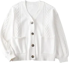 JASCLS Women's Long Sleeve Color Block Chunky Cable Knitted Oversized Sweater Cardigans for Women