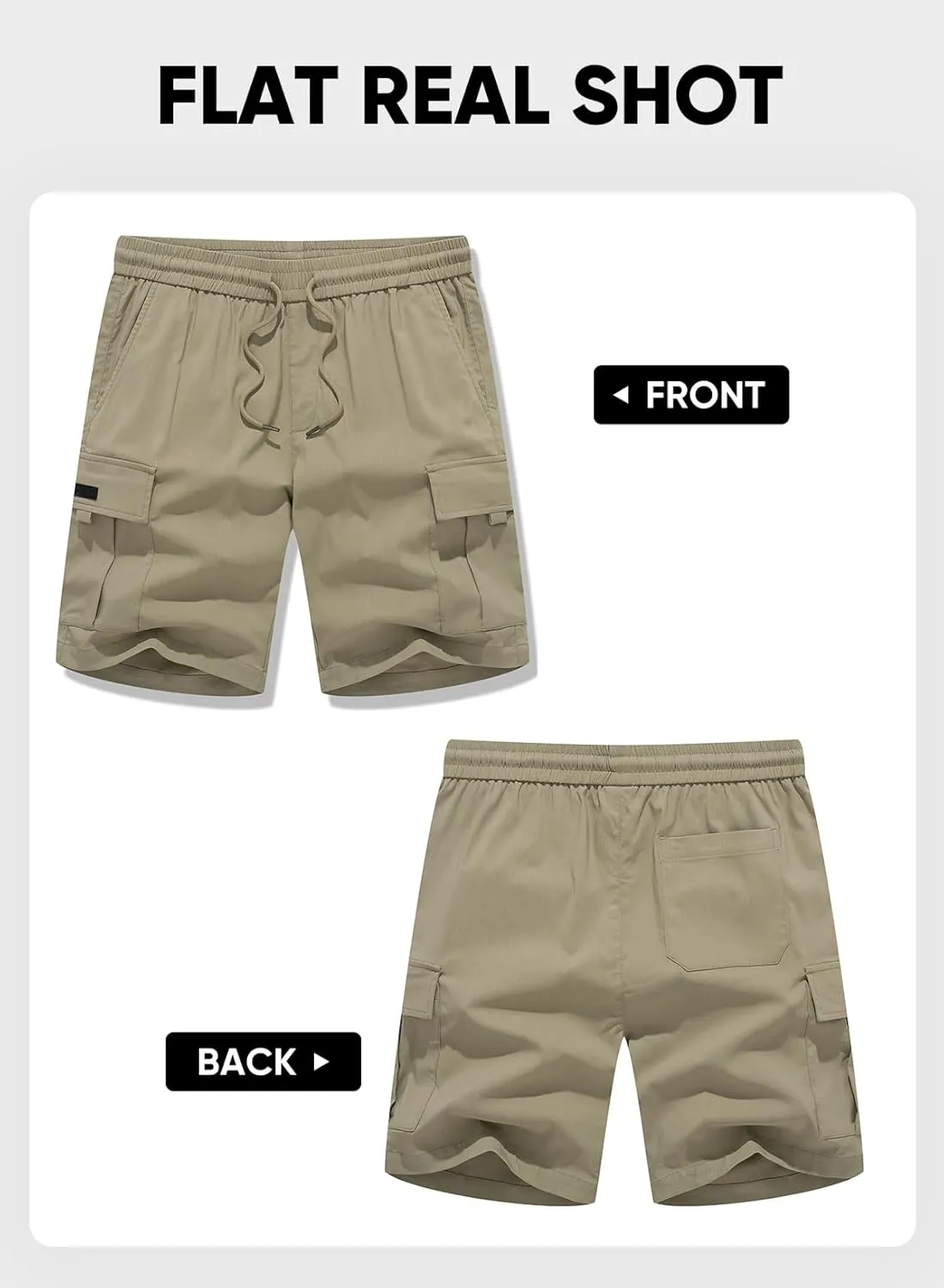 JMIERR Men's Casual Stretch Cargo Shorts Classic Drawstring Elastic Waist Summer Work Short with Multi Pockets