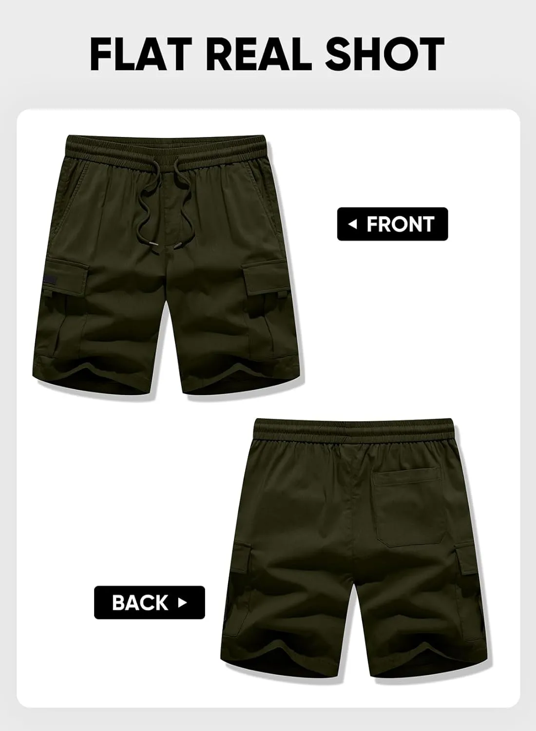 JMIERR Men's Casual Stretch Cargo Shorts Classic Drawstring Elastic Waist Summer Work Short with Multi Pockets