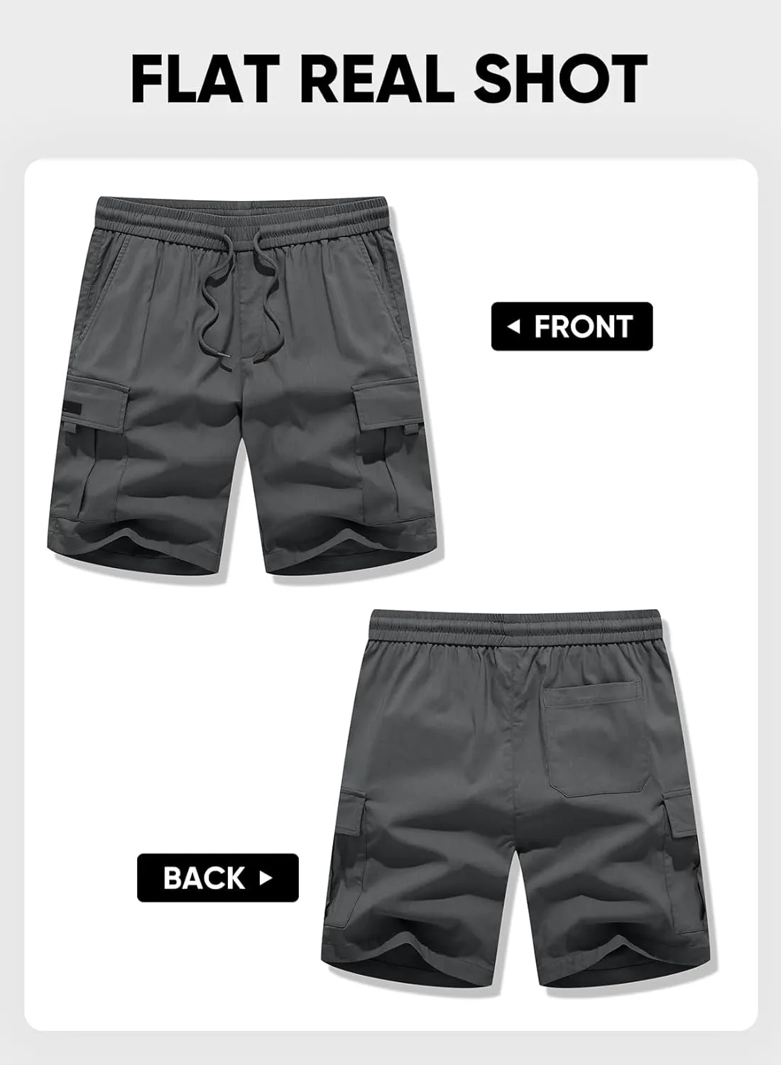 JMIERR Men's Casual Stretch Cargo Shorts Classic Drawstring Elastic Waist Summer Work Short with Multi Pockets