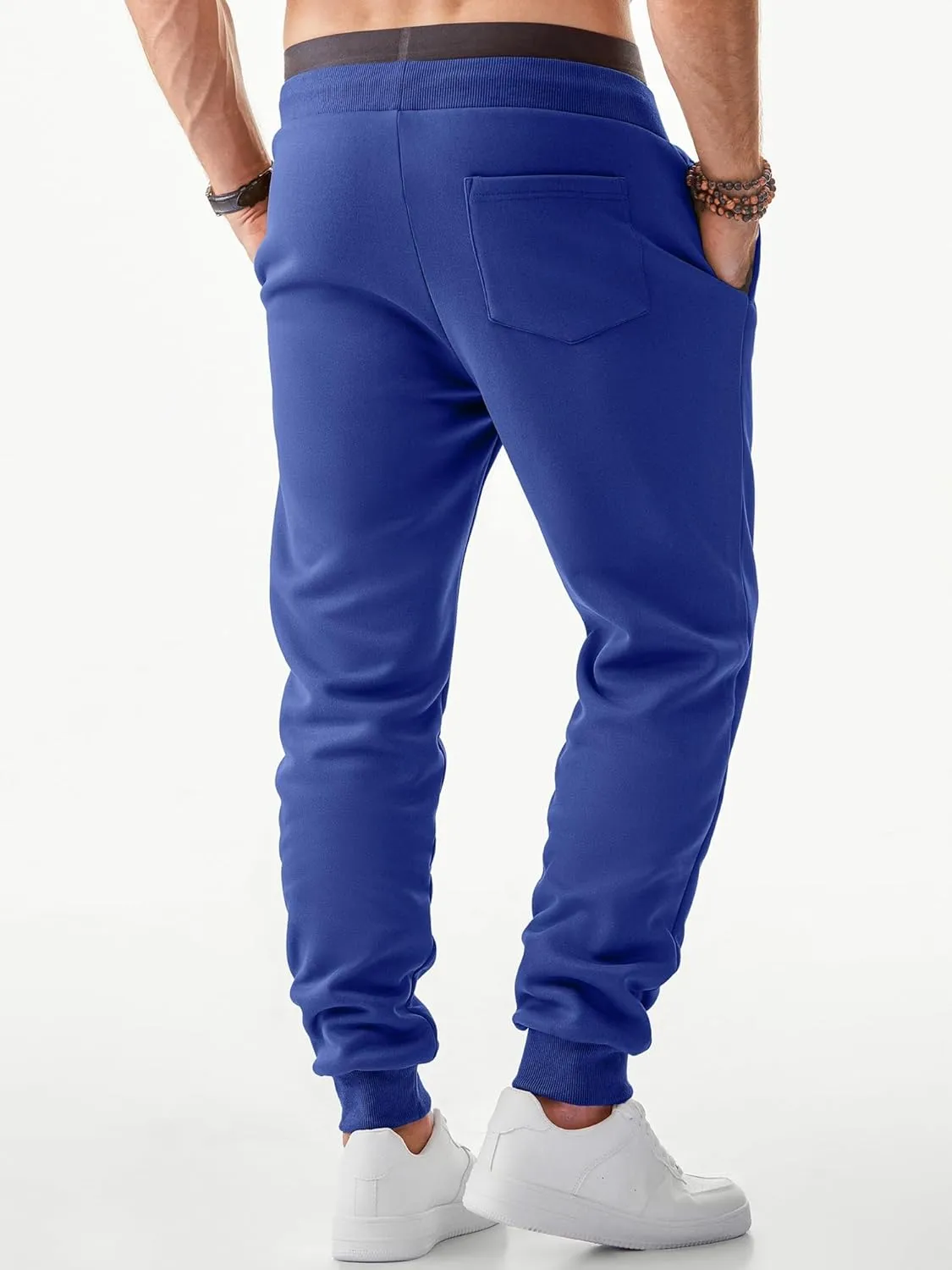 JMIERR Men's Sweatpants with Zipper Pockets Fleece Tapered Joggers Drawstring Waist Athletic Gym Running Workout Track Pants