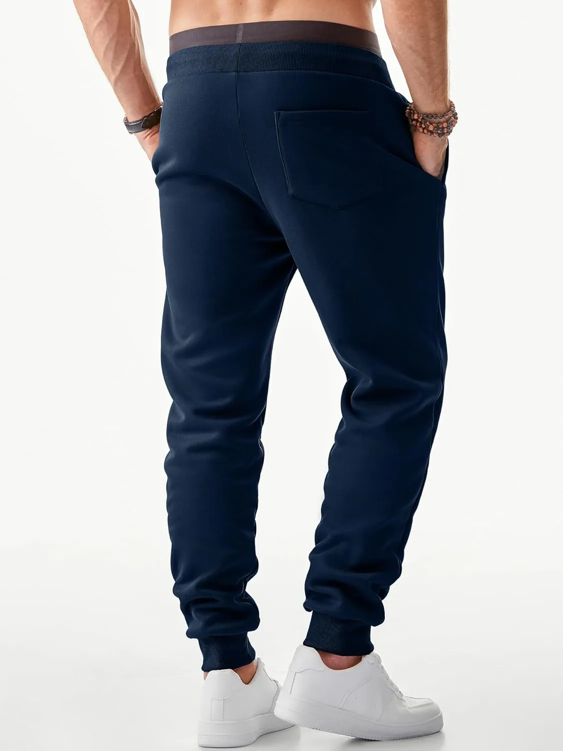 JMIERR Men's Sweatpants with Zipper Pockets Fleece Tapered Joggers Drawstring Waist Athletic Gym Running Workout Track Pants
