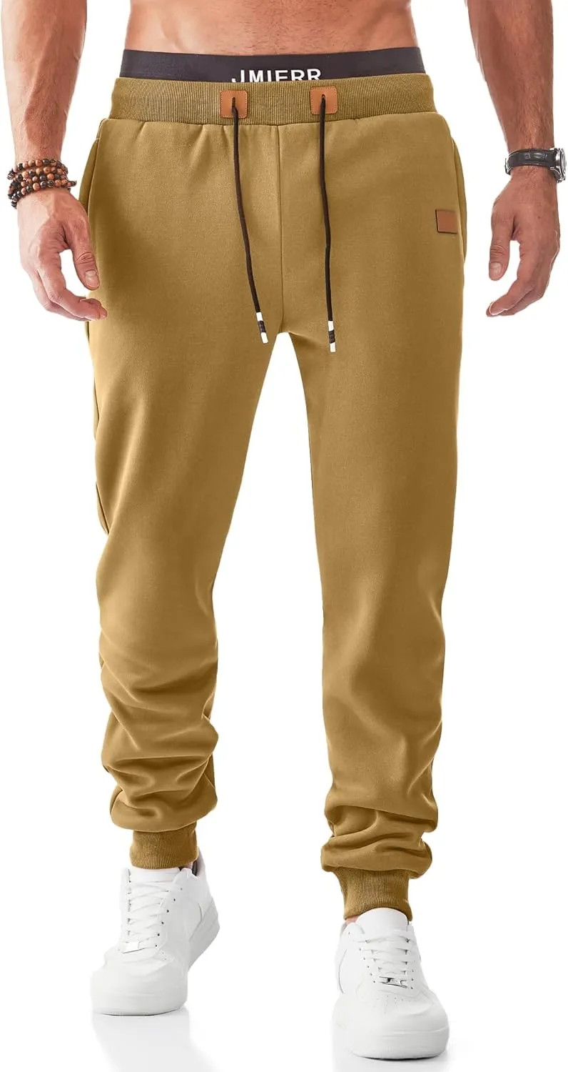 JMIERR Men's Sweatpants with Zipper Pockets Fleece Tapered Joggers Drawstring Waist Athletic Gym Running Workout Track Pants