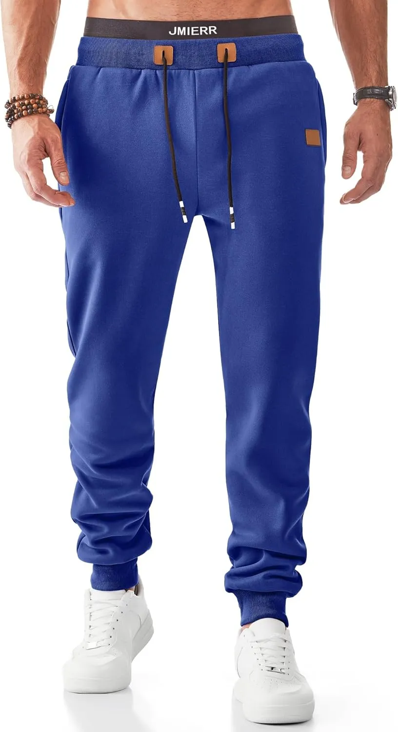JMIERR Men's Sweatpants with Zipper Pockets Fleece Tapered Joggers Drawstring Waist Athletic Gym Running Workout Track Pants