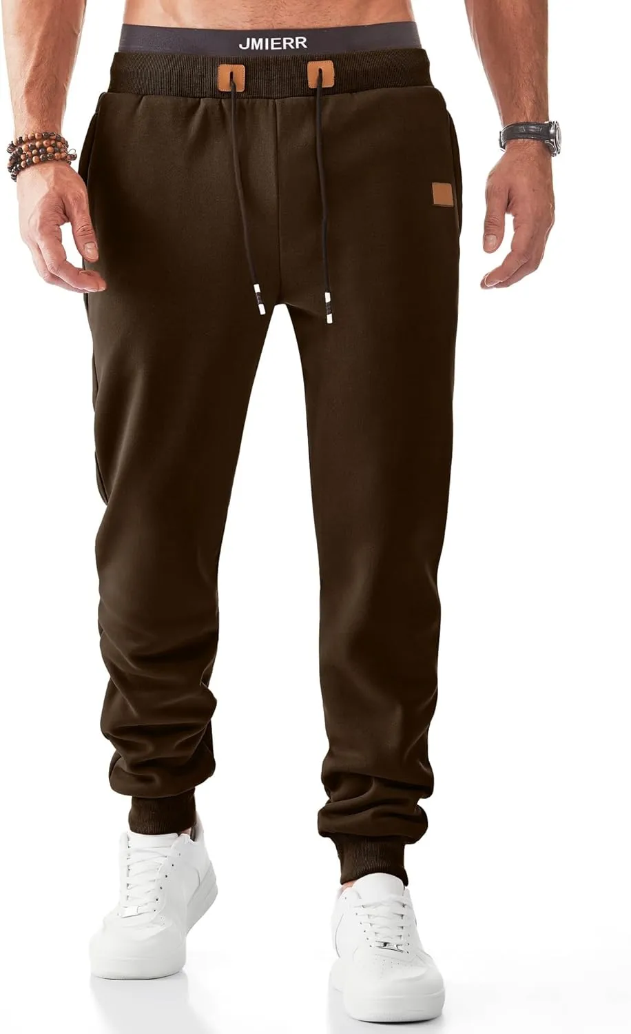 JMIERR Men's Sweatpants with Zipper Pockets Fleece Tapered Joggers Drawstring Waist Athletic Gym Running Workout Track Pants