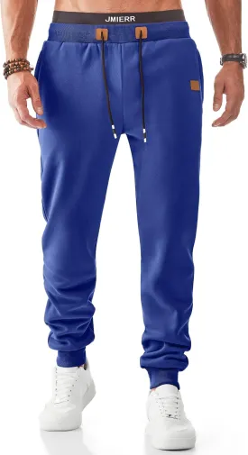 JMIERR Men's Sweatpants with Zipper Pockets Fleece Tapered Joggers Drawstring Waist Athletic Gym Running Workout Track Pants