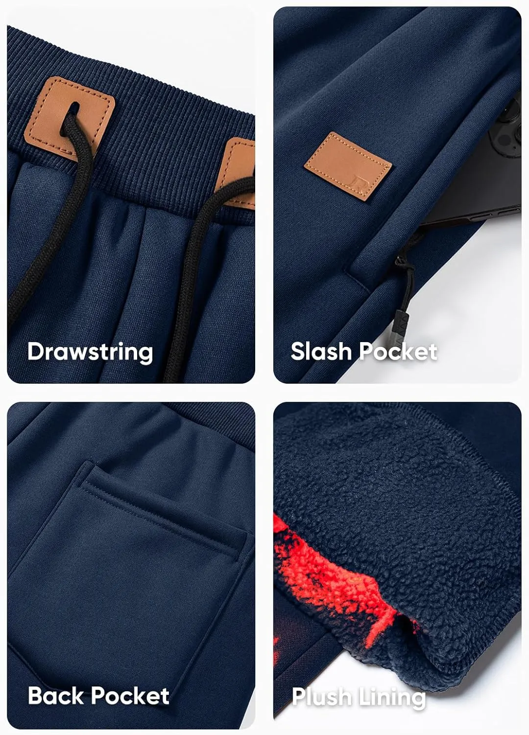 JMIERR Men's Sweatpants with Zipper Pockets Fleece Tapered Joggers Drawstring Waist Athletic Gym Running Workout Track Pants