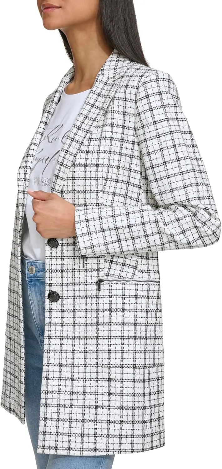 KARL LAGERFELD Women's Plaid Tweed Blazer