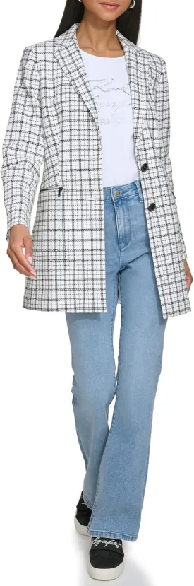 KARL LAGERFELD Women's Plaid Tweed Blazer