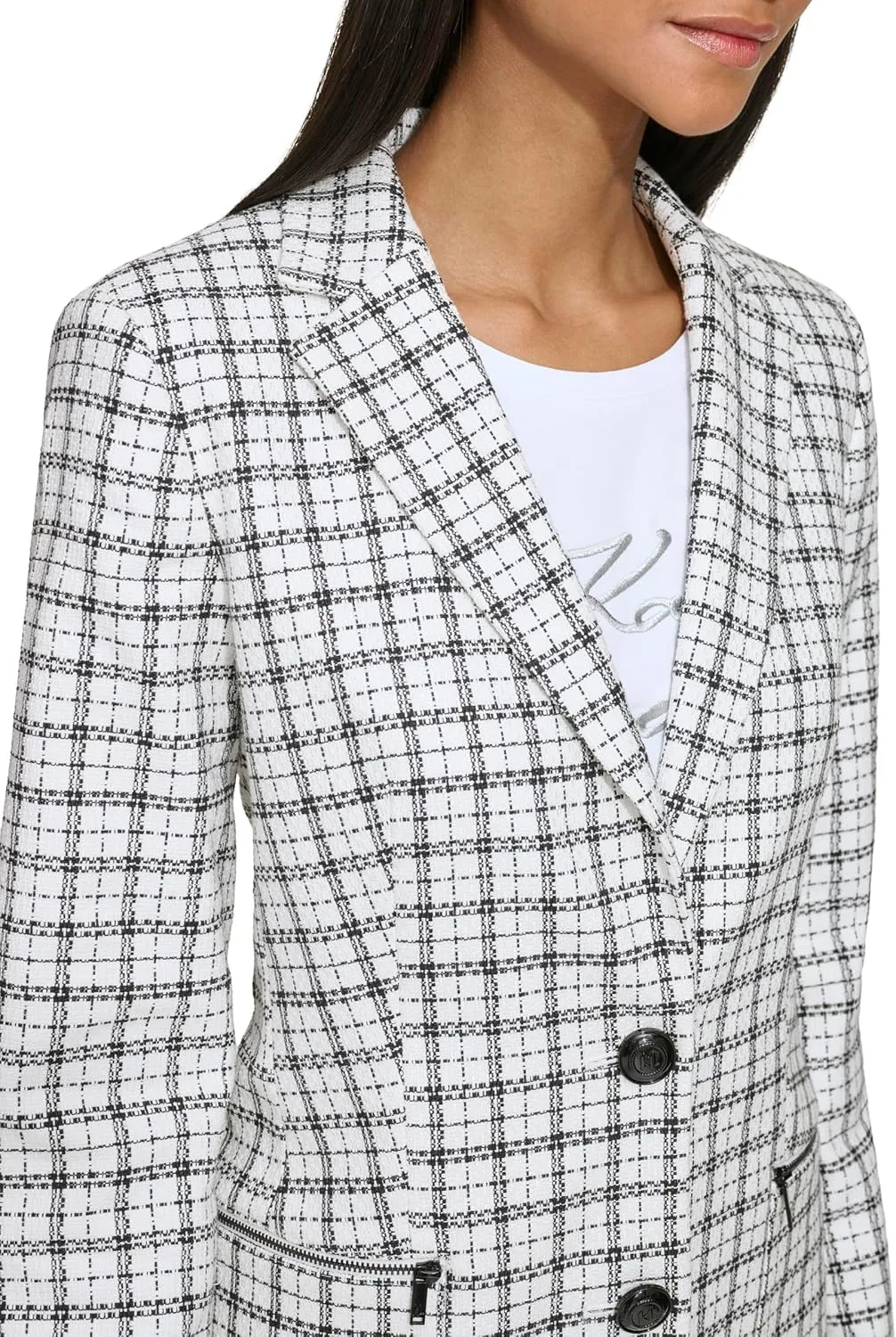 KARL LAGERFELD Women's Plaid Tweed Blazer