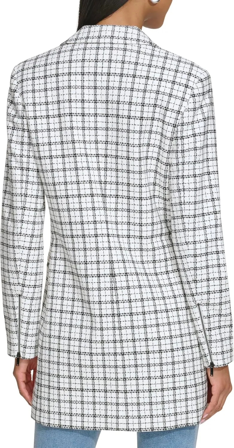 KARL LAGERFELD Women's Plaid Tweed Blazer