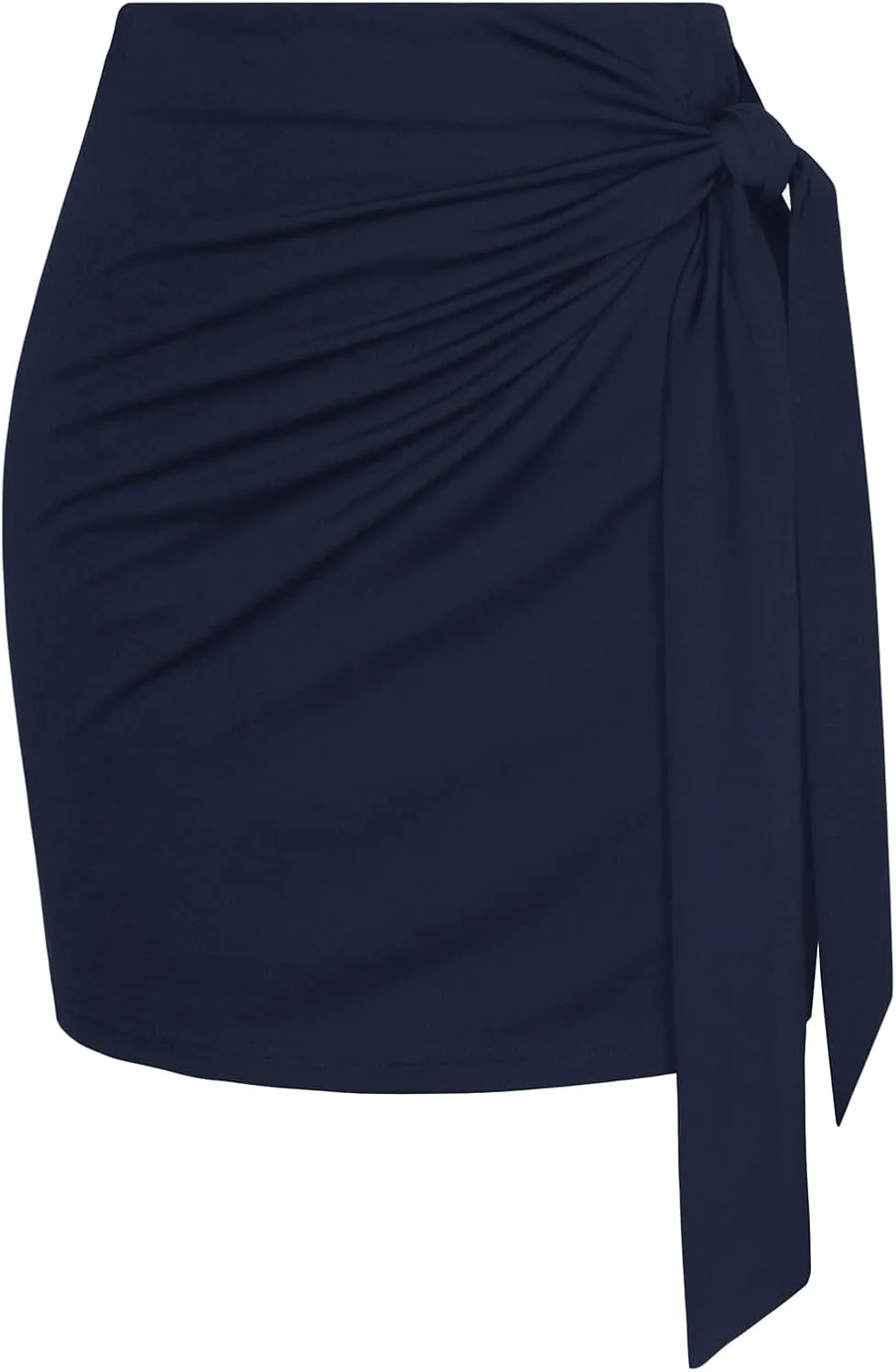 Kate Kasin Women's Plaid Skirt Elastic High Waist Bow Tie Stretch Bodycon Pencil Mini Skirts