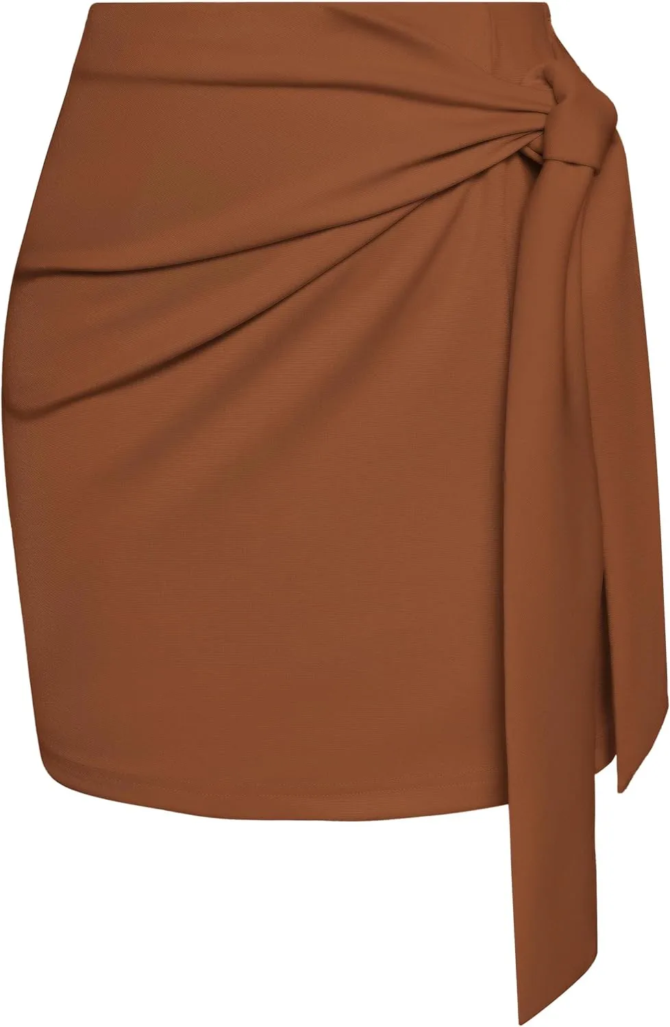 Kate Kasin Women's Plaid Skirt Elastic High Waist Bow Tie Stretch Bodycon Pencil Mini Skirts
