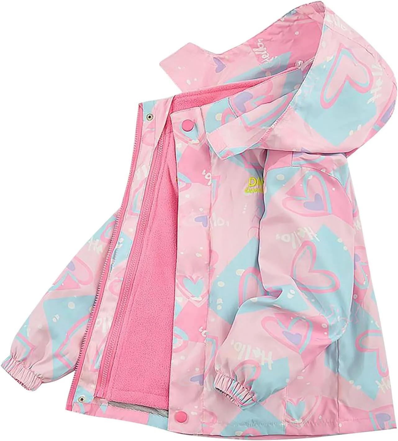 Kids Girl Jacket Waterproof 3 in 1 Insulated Windbreaker Detachable Liner Fleece Lightweight Coat with Hood Outwear