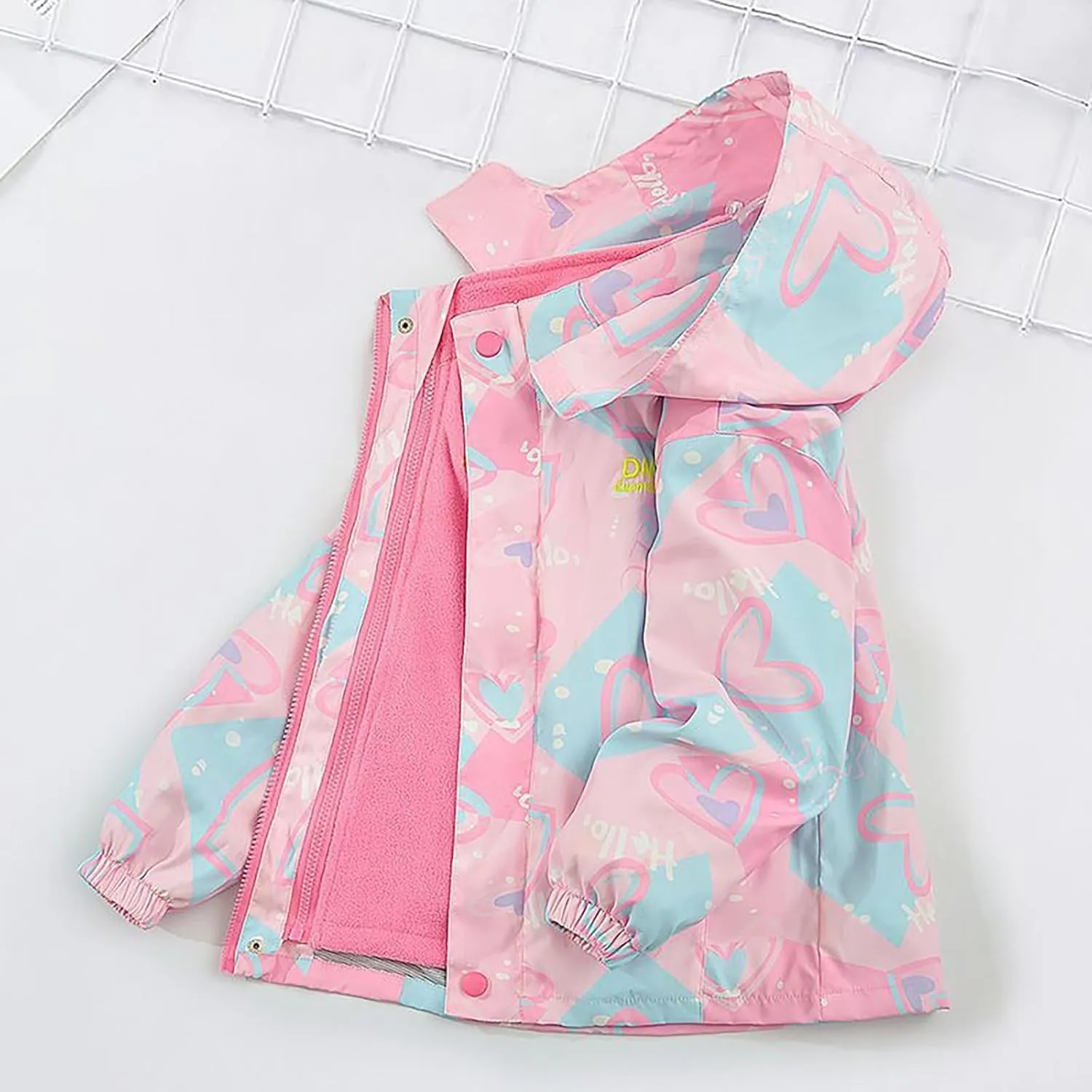 Kids Girl Jacket Waterproof 3 in 1 Insulated Windbreaker Detachable Liner Fleece Lightweight Coat with Hood Outwear