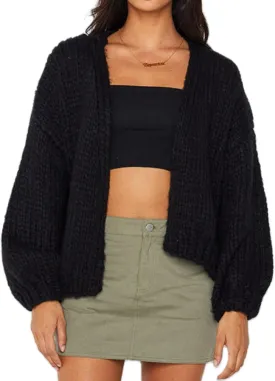 KMBANGI Women Crochet Chunky Sweater Open Front Long Sleeve Cable Knit Cardigan Cute Oversized Jumper Aesthetic Knitwear