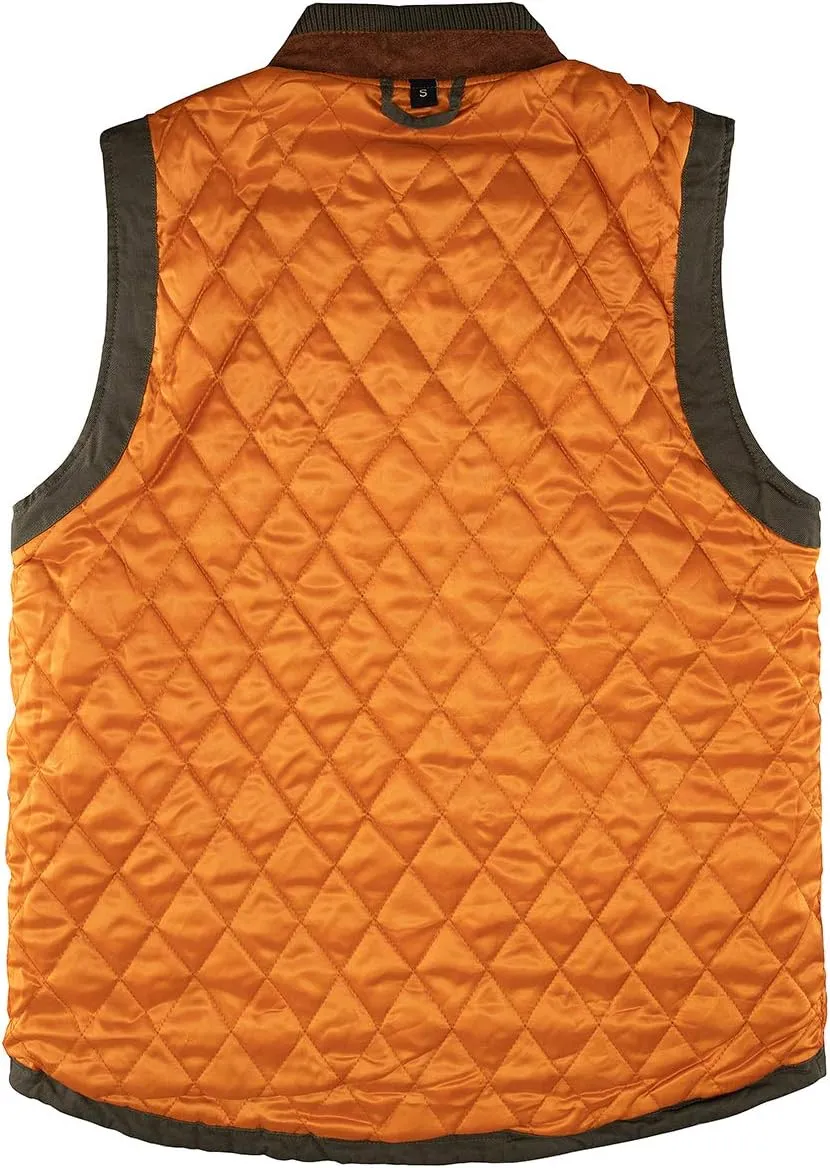 Lisskolo Men's Quilted Lined Vest Washed Canvas Winter Warm Outdoor Hunting Work Utility Travel Vest Jacket