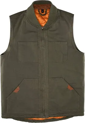 Lisskolo Men's Quilted Lined Vest Washed Canvas Winter Warm Outdoor Hunting Work Utility Travel Vest Jacket