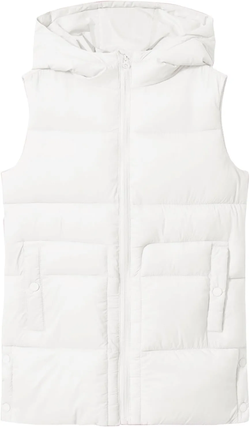 Meikulo Girls Lightweight Puffer Vest Casual Stand Collar Sleeveless Jacket Kids Hooded Quilted Gilet With Pockets