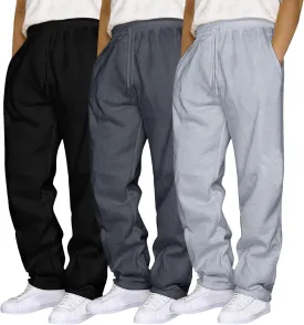 Men's 3 Pack Fleece Sweatpants Athletic Workout Jogger Trousers Baggy Elastic Drawstring Track Pants with Pockets