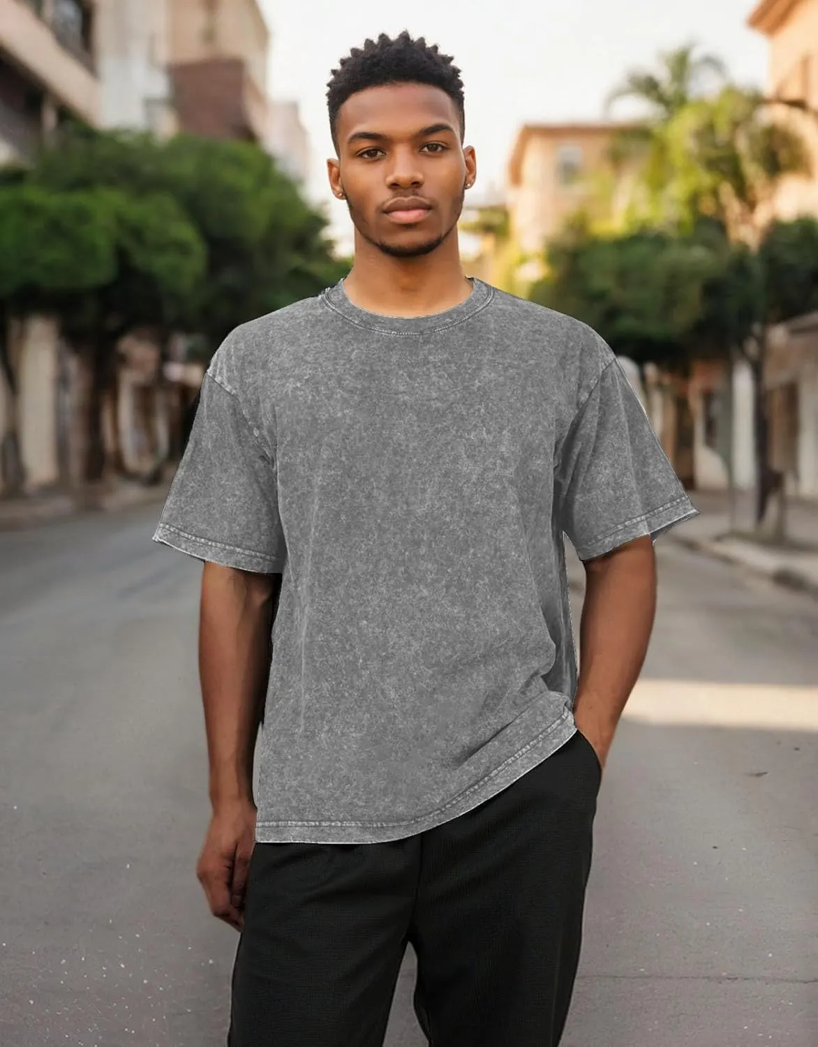 Men's Acid Wash T-Shirts Oversized Unisex T Shirt Cotton Short Sleeve Shirts Casual Tee for Women