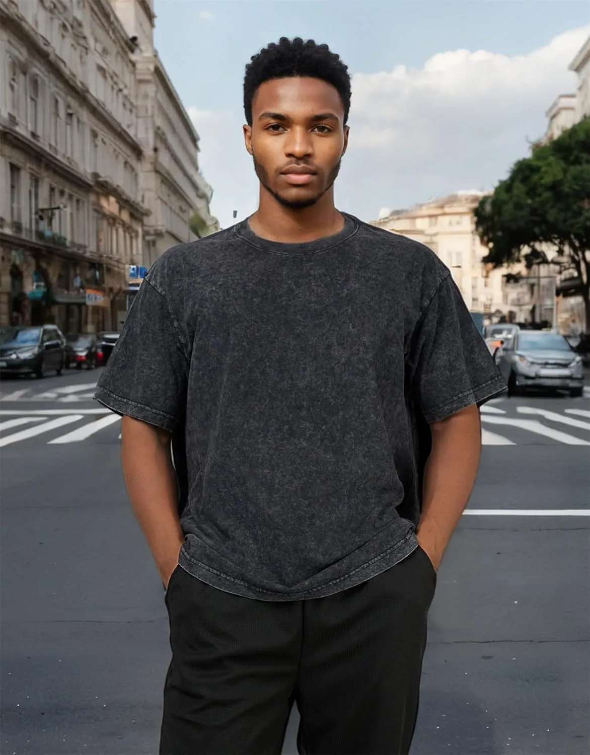 Men's Acid Wash T-Shirts Oversized Unisex T Shirt Cotton Short Sleeve Shirts Casual Tee for Women