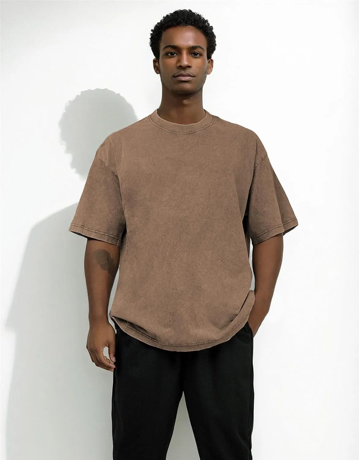 Men's Acid Wash T-Shirts Oversized Unisex T Shirt Cotton Short Sleeve Shirts Casual Tee for Women