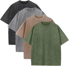 Men's Acid Wash T-Shirts Oversized Unisex T Shirt Cotton Short Sleeve Shirts Casual Tee for Women