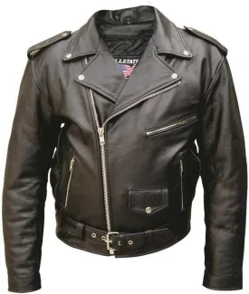 Men's Basic Premium buffalo leather jacket w/ 6 pockets and quilted Lining AL 2010-40