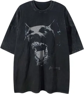 Men's Graphic Tees Shirt Unisex Short Sleeve Cotton Vintage Oversized Shirts Loose Streetwear Casual Tee Top