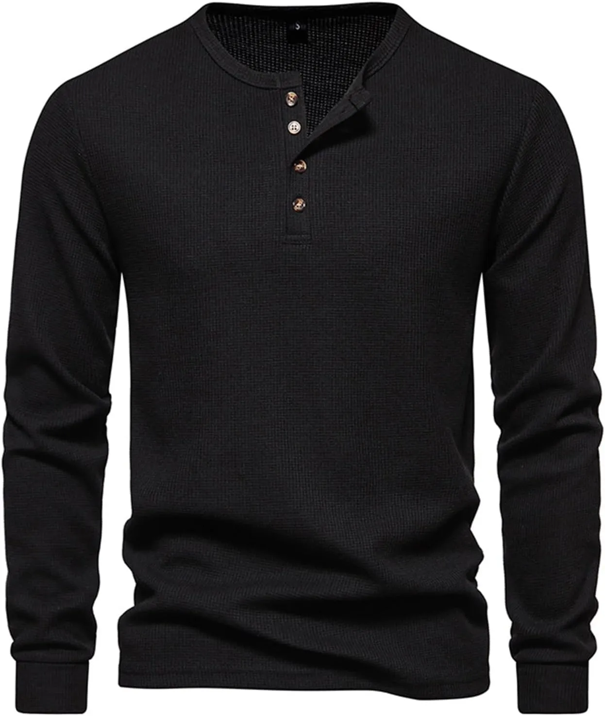 Mens Knitted Henley Shirts Long Sleeve Slim Fit Lightweight Casual Ribbed Shirts Pullover Cable Knit Henley Sweaters