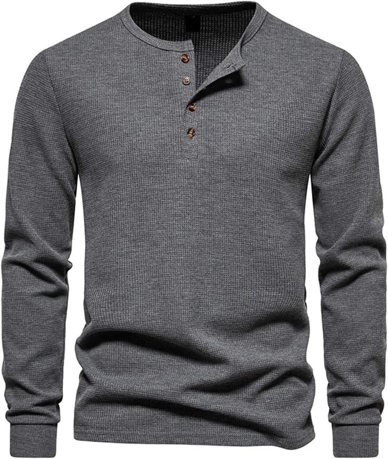 Mens Knitted Henley Shirts Long Sleeve Slim Fit Lightweight Casual Ribbed Shirts Pullover Cable Knit Henley Sweaters