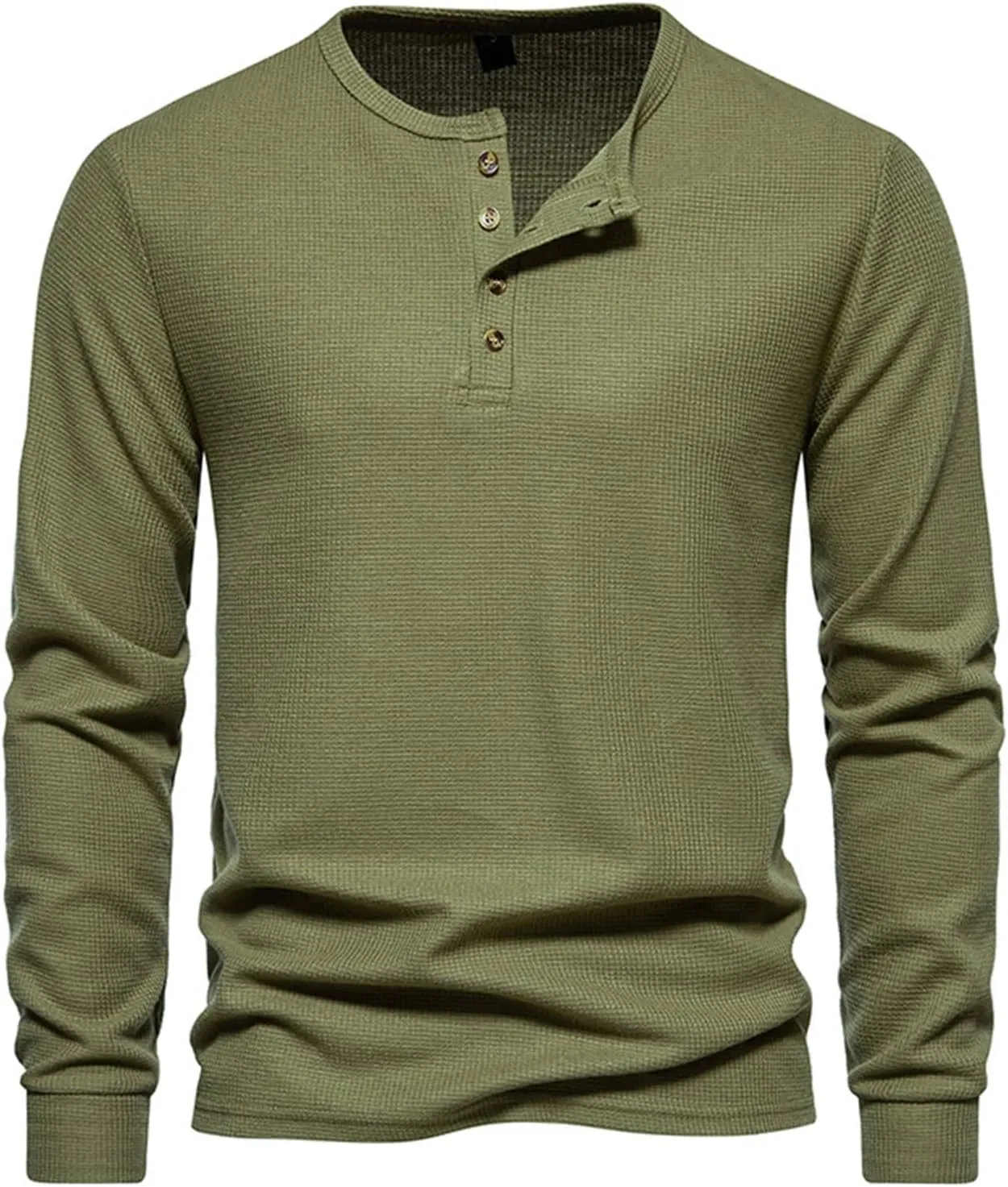 Mens Knitted Henley Shirts Long Sleeve Slim Fit Lightweight Casual Ribbed Shirts Pullover Cable Knit Henley Sweaters
