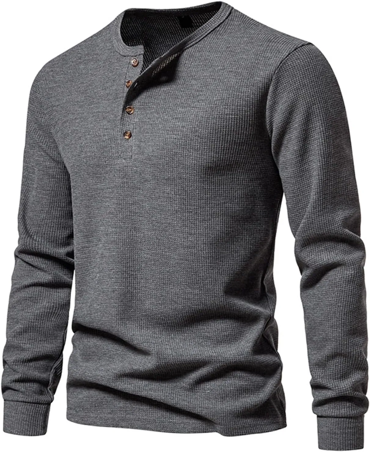 Mens Knitted Henley Shirts Long Sleeve Slim Fit Lightweight Casual Ribbed Shirts Pullover Cable Knit Henley Sweaters