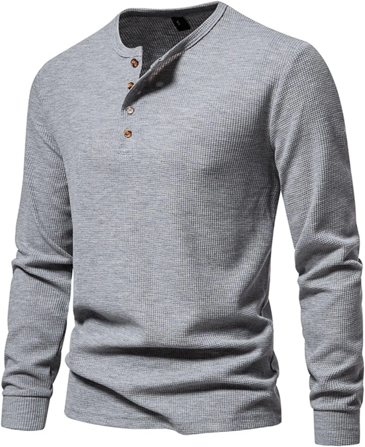 Mens Knitted Henley Shirts Long Sleeve Slim Fit Lightweight Casual Ribbed Shirts Pullover Cable Knit Henley Sweaters