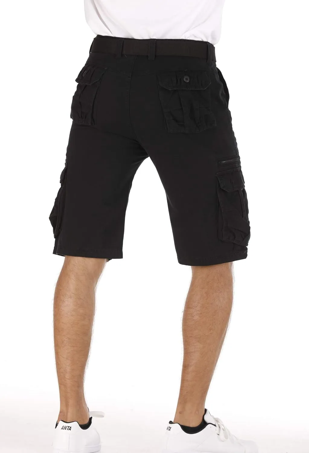 Men's Lightweight Multi Pocket Casual Outdoor Twill Cargo Shorts with Zipper Pockets with 8 Pockets No Belt